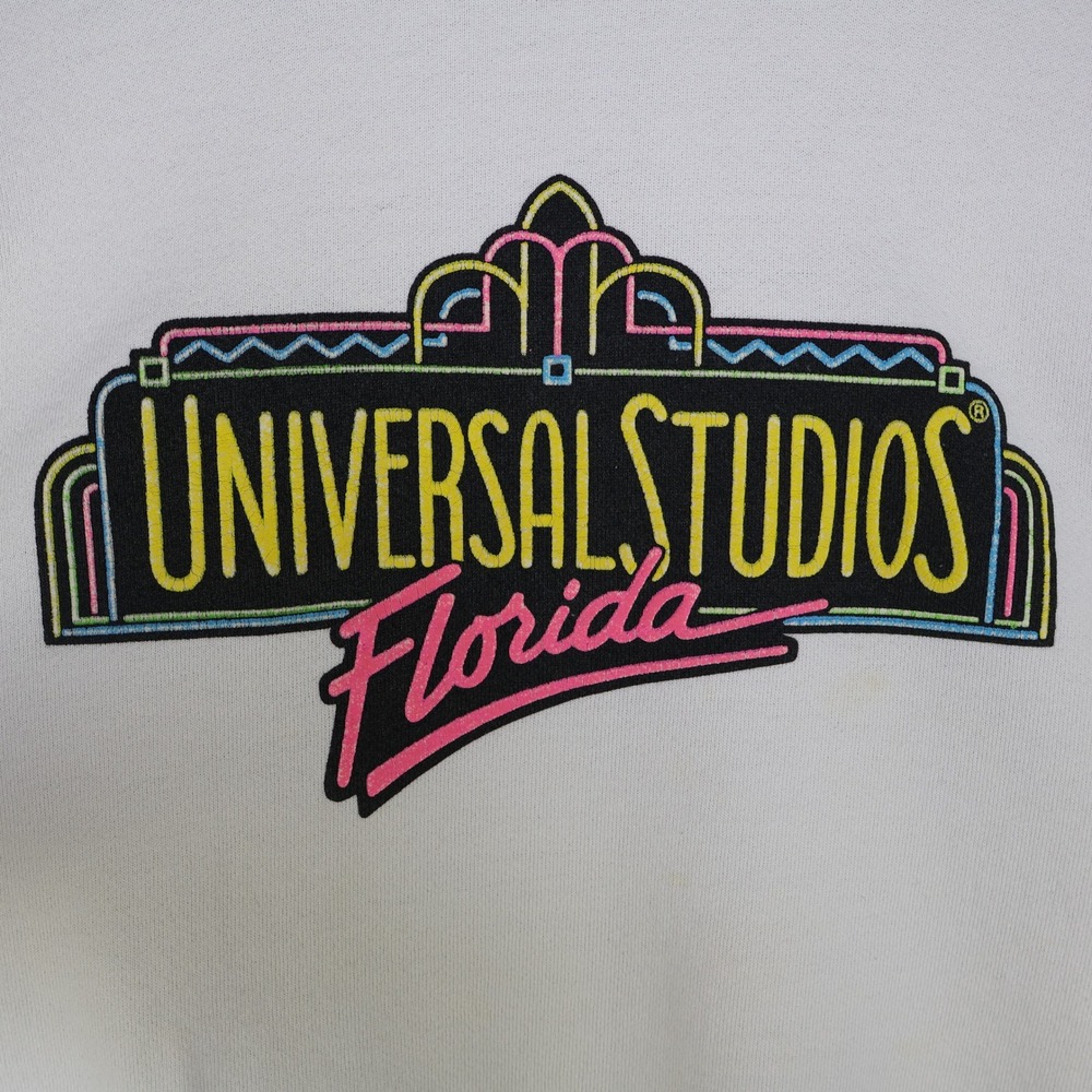 Vintage Universal Studios Florida Tultex Sweatshirt White Neon Graphic Large - Picture 2 of 15